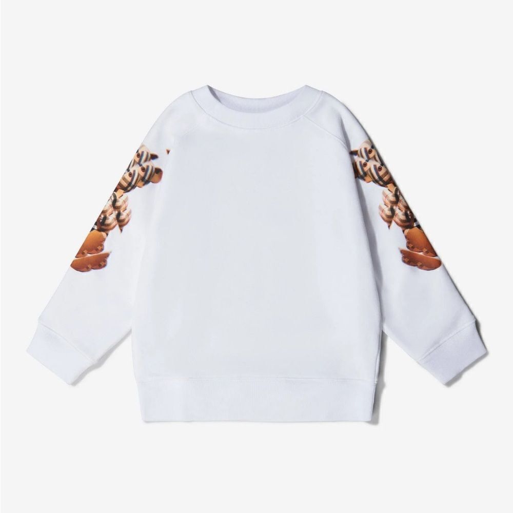 Burberry Kids Sweatshirt Girls White Size 10Y Long Sleeve 100% Cotton Crew Neck